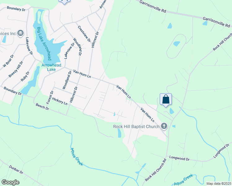 map of restaurants, bars, coffee shops, grocery stores, and more near 131 Van Horn Lane in Stafford