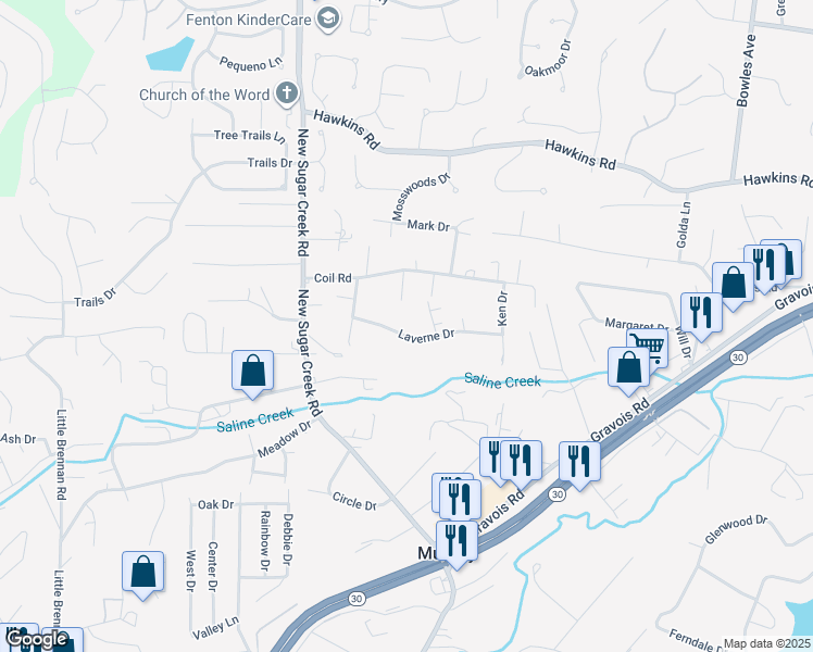 map of restaurants, bars, coffee shops, grocery stores, and more near 211 Laverne Dr in Fenton