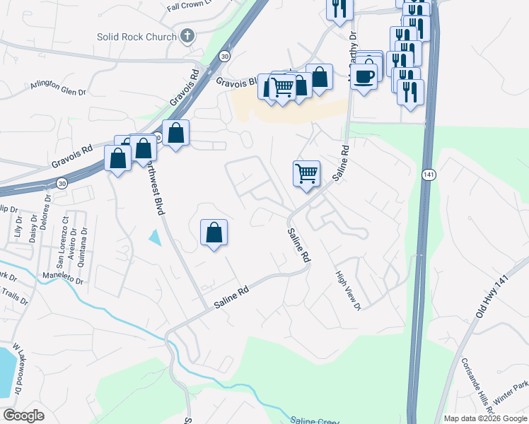 map of restaurants, bars, coffee shops, grocery stores, and more near 815 Briny Lane in Fenton