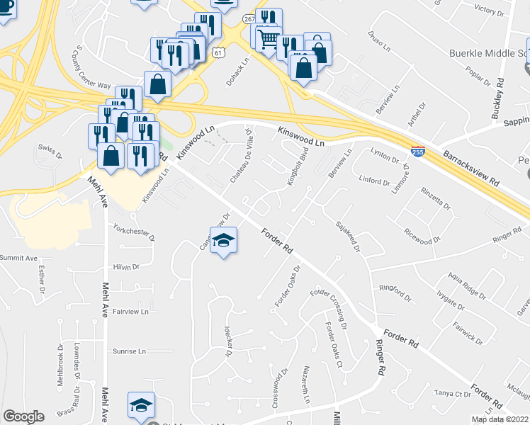 map of restaurants, bars, coffee shops, grocery stores, and more near 1047 Tavistock Circle in St. Louis