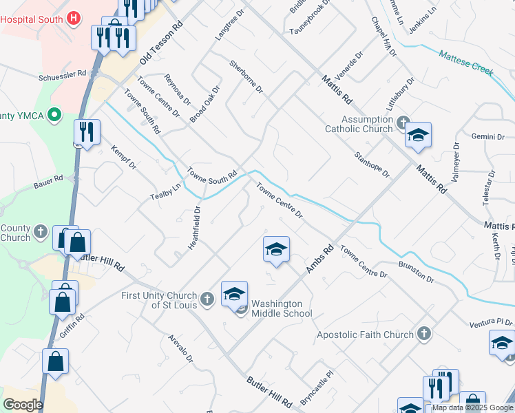 map of restaurants, bars, coffee shops, grocery stores, and more near 4902 Rainford Court in St. Louis