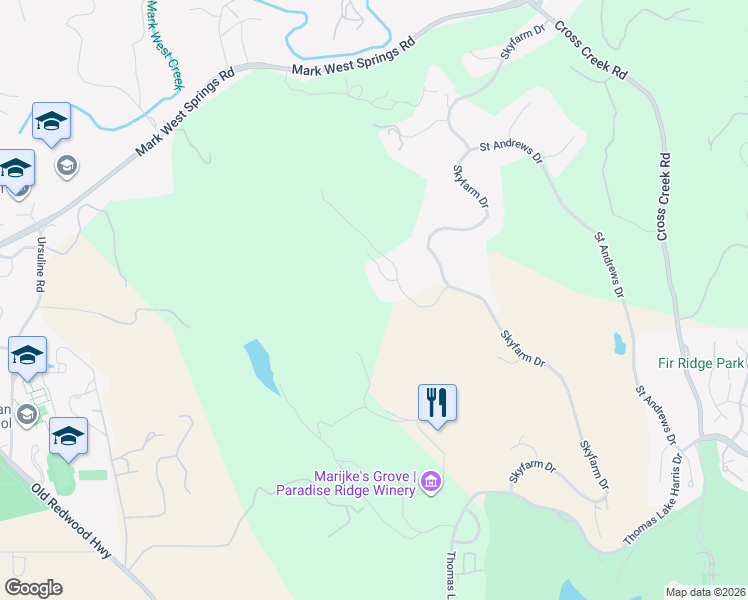 map of restaurants, bars, coffee shops, grocery stores, and more near 3918 Flintridge Dr in Santa Rosa