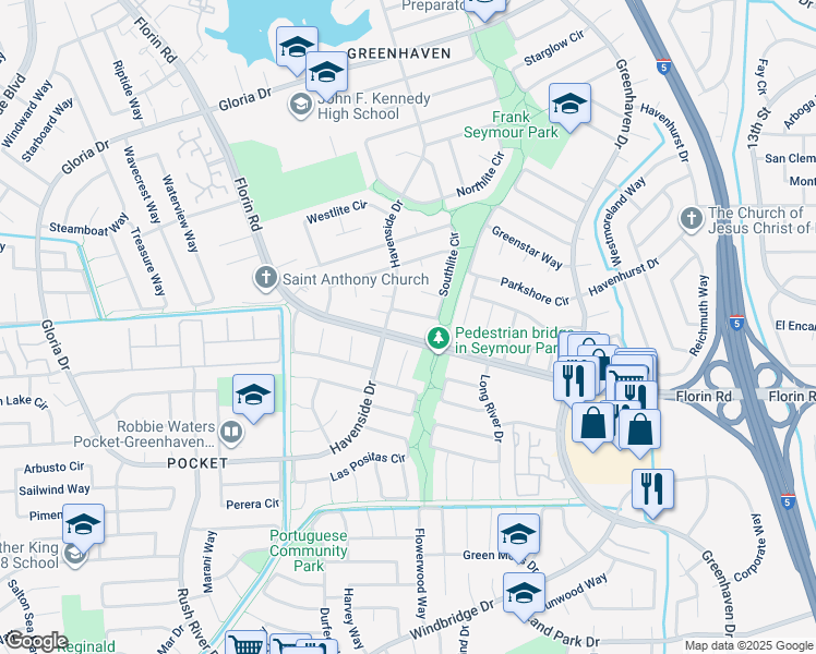 map of restaurants, bars, coffee shops, grocery stores, and more near 813 Florin Road in Sacramento