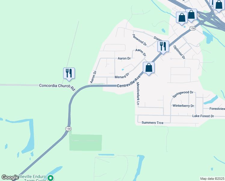 map of restaurants, bars, coffee shops, grocery stores, and more near 2120 Centreville Avenue in Belleville