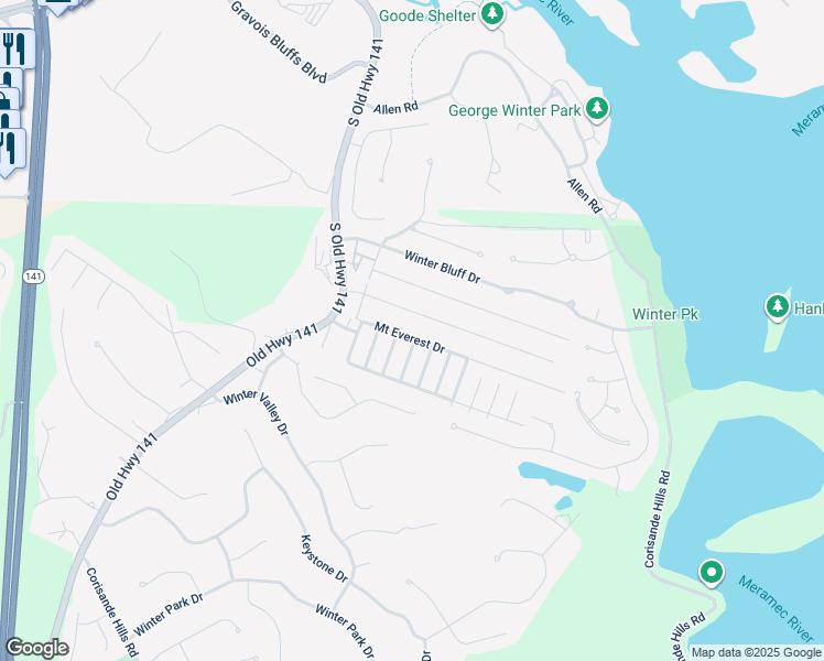 map of restaurants, bars, coffee shops, grocery stores, and more near 225 Mount Everest Drive in Fenton