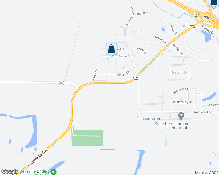 map of restaurants, bars, coffee shops, grocery stores, and more near 2120 Centreville Avenue in Belleville