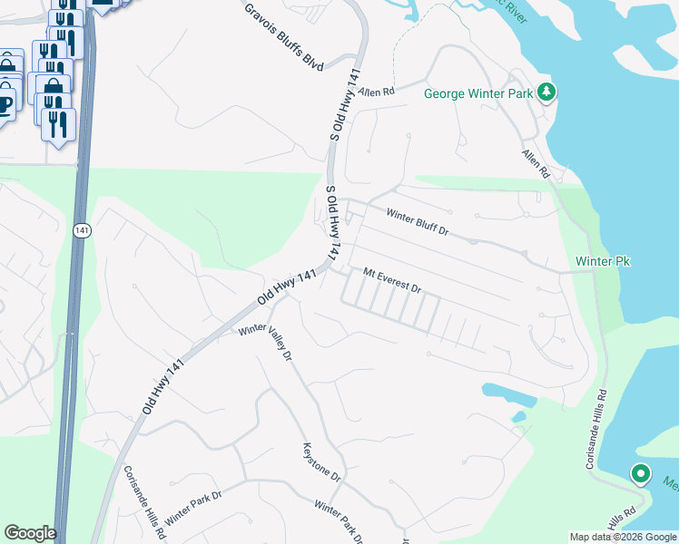 map of restaurants, bars, coffee shops, grocery stores, and more near 1114 Park Hill Terrace Drive in Fenton