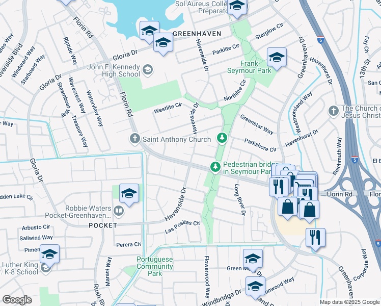 map of restaurants, bars, coffee shops, grocery stores, and more near 788 Florin Road in Sacramento