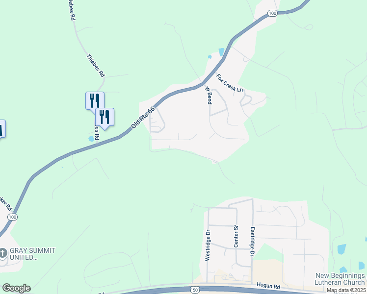 map of restaurants, bars, coffee shops, grocery stores, and more near 429 Northridge Drive in Labadie