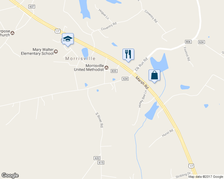 map of restaurants, bars, coffee shops, grocery stores, and more near 4421 Courtneys Corner Road in Bealeton