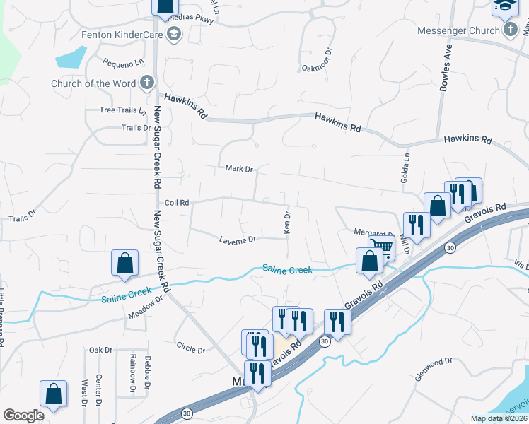 map of restaurants, bars, coffee shops, grocery stores, and more near 134 Coil Road in Fenton