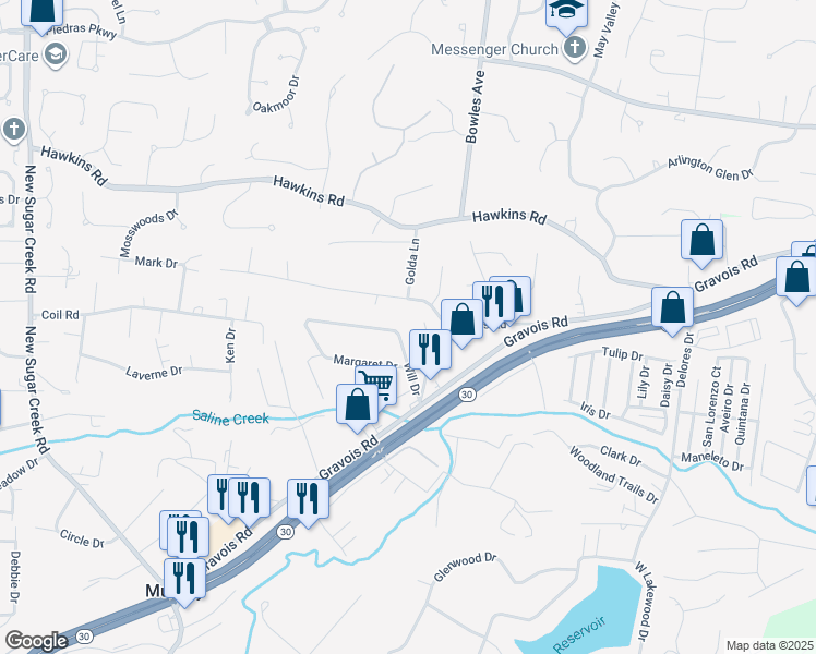 map of restaurants, bars, coffee shops, grocery stores, and more near 1054 Timberline Drive in Fenton