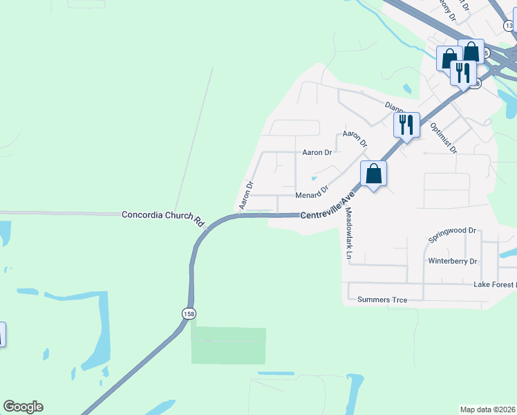 map of restaurants, bars, coffee shops, grocery stores, and more near 1912 Menard Drive in Belleville
