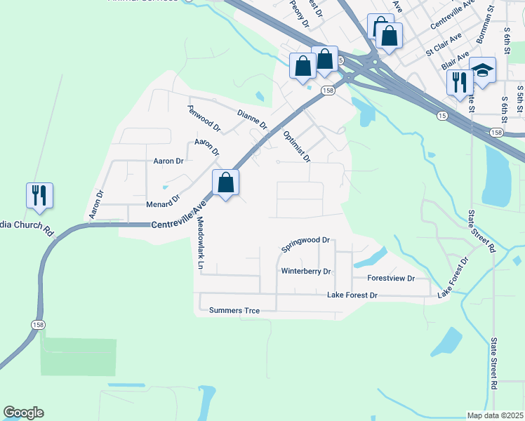 map of restaurants, bars, coffee shops, grocery stores, and more near 30 Keck Acres in Belleville