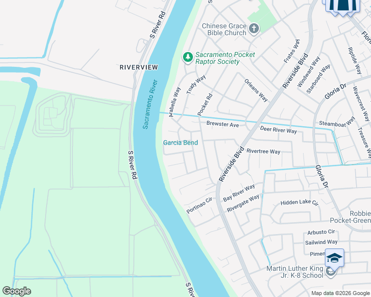 map of restaurants, bars, coffee shops, grocery stores, and more near 280 Audubon Circle in Sacramento