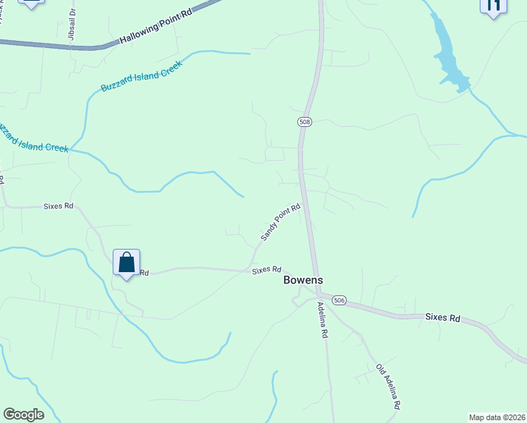 map of restaurants, bars, coffee shops, grocery stores, and more near 4855 Sandy Point Road in Prince Frederick