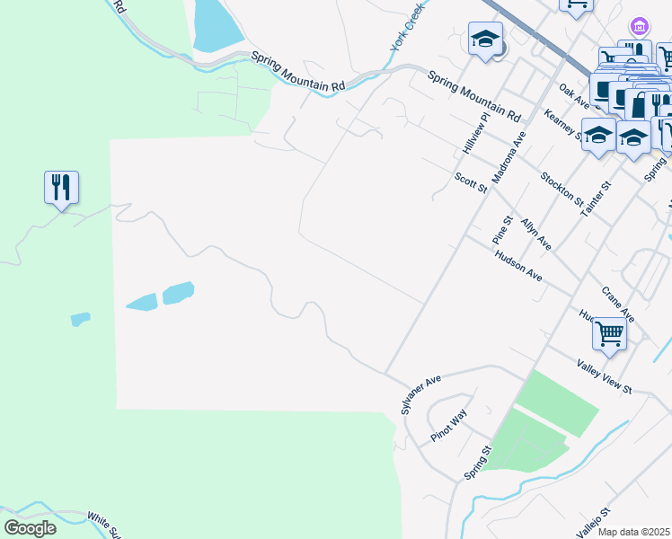 map of restaurants, bars, coffee shops, grocery stores, and more near 1837 Fir Hill Dr in St Helena