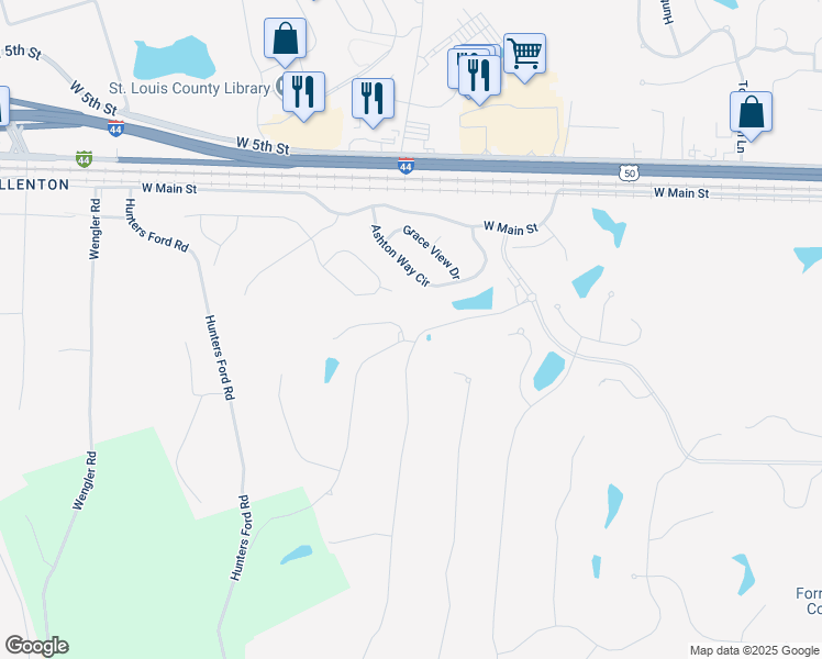 map of restaurants, bars, coffee shops, grocery stores, and more near 555 Southern Hills Drive in Eureka