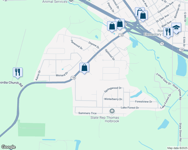 map of restaurants, bars, coffee shops, grocery stores, and more near 30 Keck Acres in Belleville