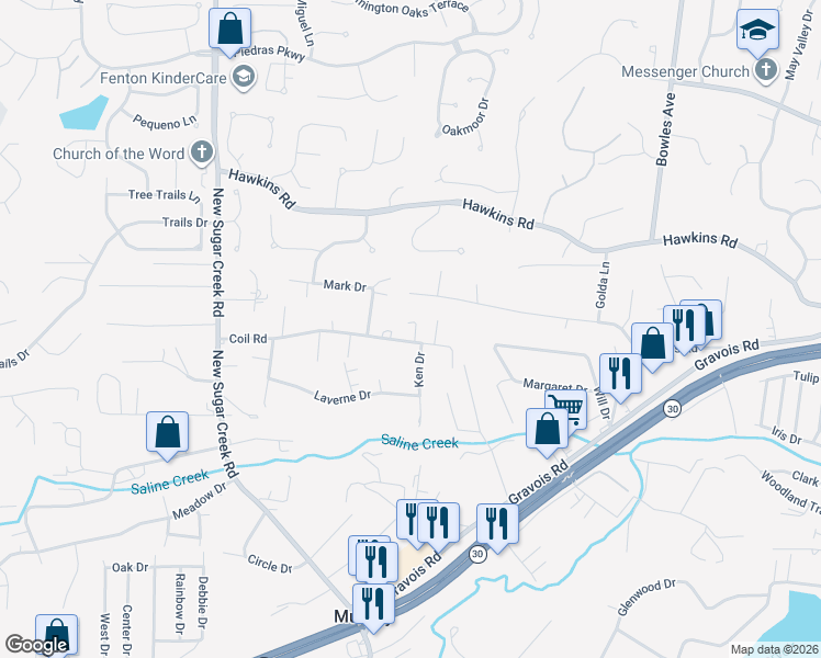 map of restaurants, bars, coffee shops, grocery stores, and more near 755 Pool Lane in Fenton
