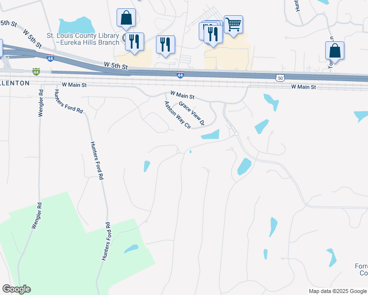 map of restaurants, bars, coffee shops, grocery stores, and more near 555 Southern Hills Drive in Eureka
