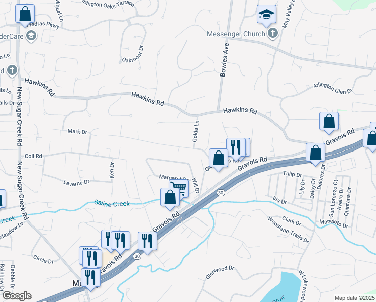 map of restaurants, bars, coffee shops, grocery stores, and more near 1054 Timberline Drive in Fenton