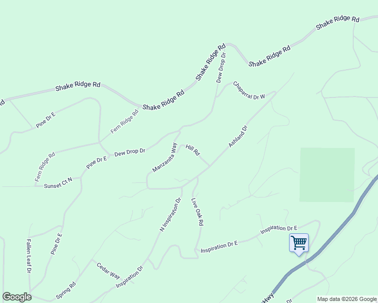 map of restaurants, bars, coffee shops, grocery stores, and more near 27197 Hill Road in Pioneer