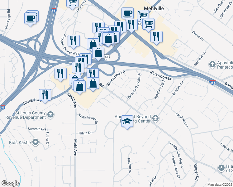 map of restaurants, bars, coffee shops, grocery stores, and more near 4300 Forder Gardens Place in St. Louis