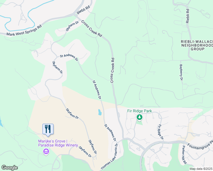 map of restaurants, bars, coffee shops, grocery stores, and more near 3819 Cross Creek Road in Santa Rosa