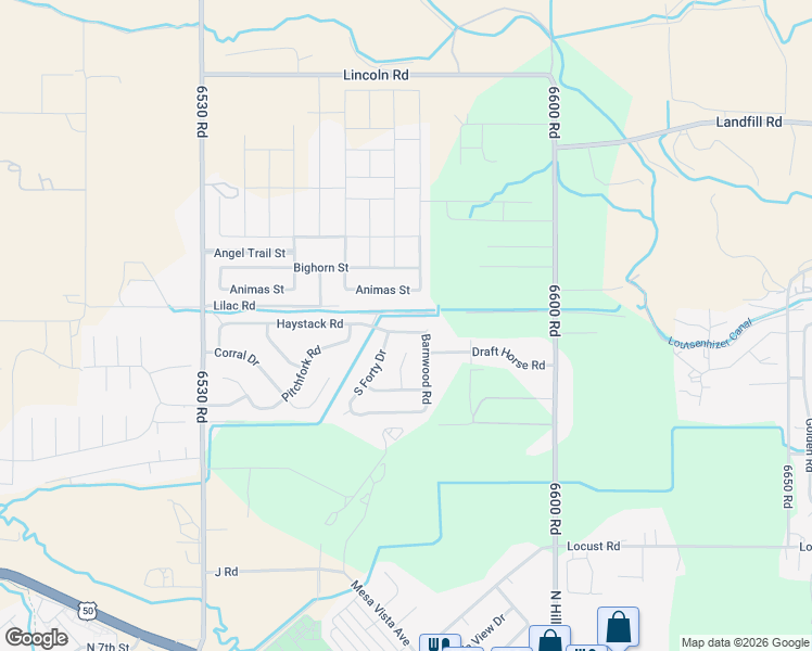 map of restaurants, bars, coffee shops, grocery stores, and more near 1510 Haystack Road in Montrose