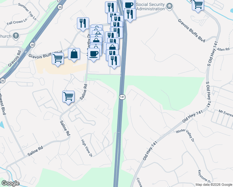 map of restaurants, bars, coffee shops, grocery stores, and more near 609 Silver Maple Drive in Fenton