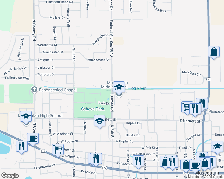 map of restaurants, bars, coffee shops, grocery stores, and more near 846 North 6th Street in Mascoutah