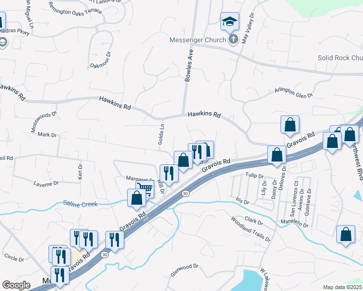 map of restaurants, bars, coffee shops, grocery stores, and more near 38 Wagon Wheel Trail in Fenton
