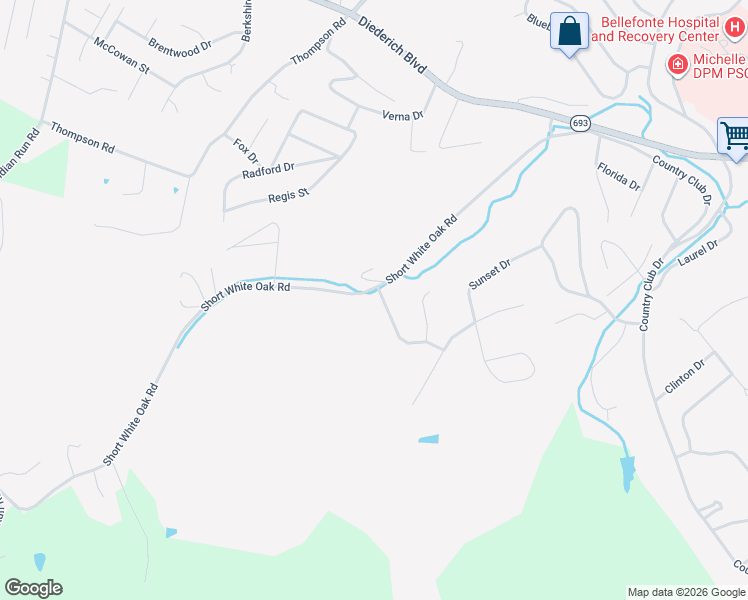 map of restaurants, bars, coffee shops, grocery stores, and more near 615 Short White Oak Road in Flatwoods
