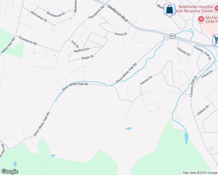 map of restaurants, bars, coffee shops, grocery stores, and more near 615 Short White Oak Road in Flatwoods