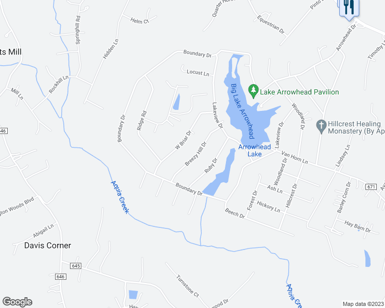 map of restaurants, bars, coffee shops, grocery stores, and more near 20 Breezy Hill Drive in Stafford