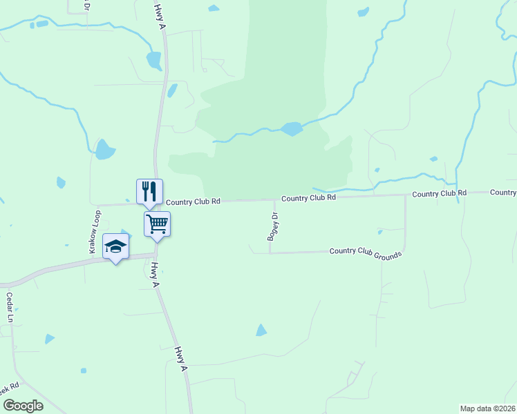 map of restaurants, bars, coffee shops, grocery stores, and more near 6425-6499 Country Club Road in Washington