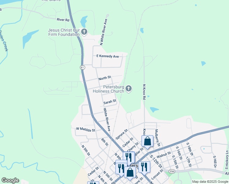 map of restaurants, bars, coffee shops, grocery stores, and more near 501 Cold Spring Avenue in Petersburg