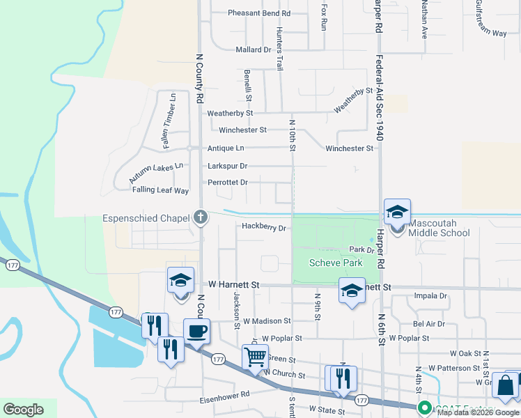 map of restaurants, bars, coffee shops, grocery stores, and more near 620 Joseph Drive in Mascoutah