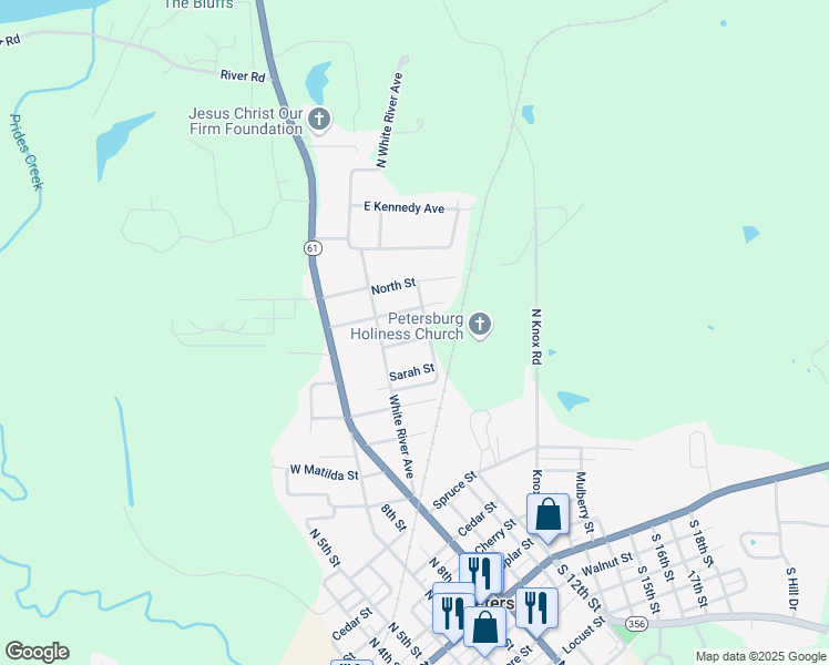 map of restaurants, bars, coffee shops, grocery stores, and more near 501-599 Cold Spring Avenue in Petersburg