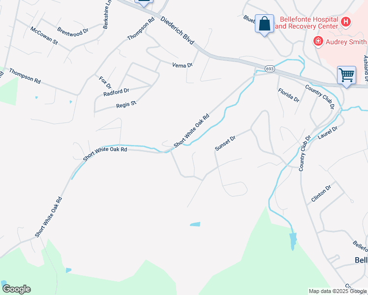 map of restaurants, bars, coffee shops, grocery stores, and more near 437-601 Short White Oak Rd in Russell
