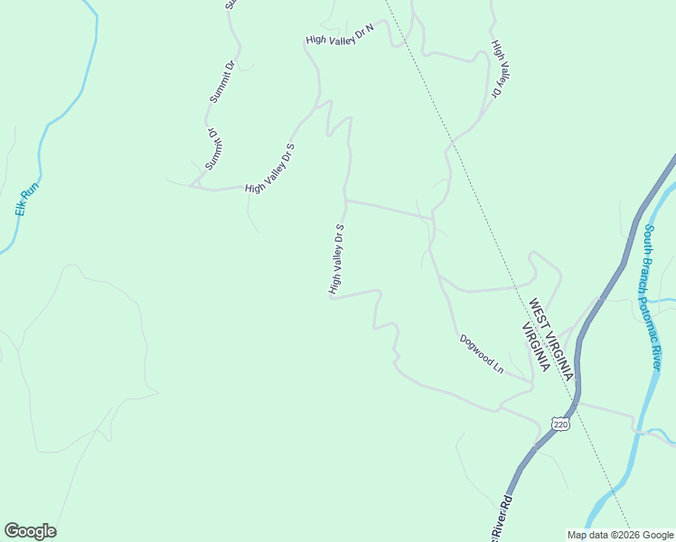 map of restaurants, bars, coffee shops, grocery stores, and more near High Valley Drive South in Highland County