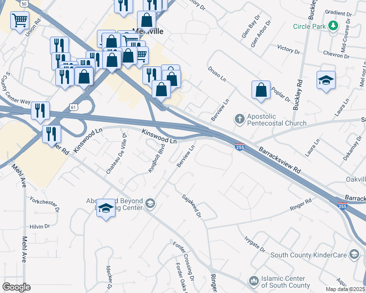 map of restaurants, bars, coffee shops, grocery stores, and more near 39 Berview Circle in St. Louis