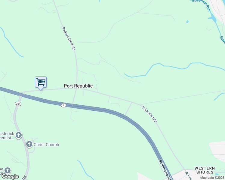 map of restaurants, bars, coffee shops, grocery stores, and more near 2940 Saint Leonard Road in Port Republic