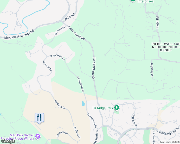 map of restaurants, bars, coffee shops, grocery stores, and more near 3950 Silver Fox Court in Santa Rosa