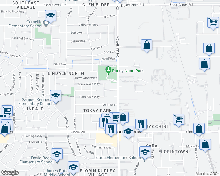 map of restaurants, bars, coffee shops, grocery stores, and more near 8035 Wagon Trail Way in Sacramento
