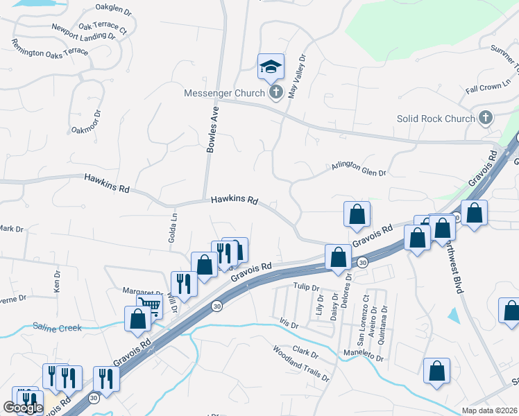 map of restaurants, bars, coffee shops, grocery stores, and more near 607 Hawkins Road in Fenton
