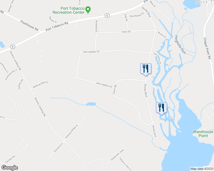 map of restaurants, bars, coffee shops, grocery stores, and more near 7689 Ann Harbor Drive in Port Tobacco