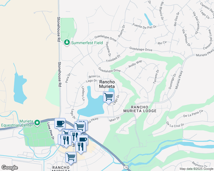 map of restaurants, bars, coffee shops, grocery stores, and more near 6982 Carreta Lane in Rancho Murieta