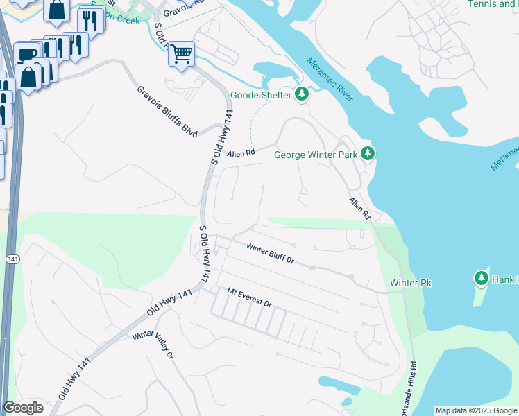 map of restaurants, bars, coffee shops, grocery stores, and more near 618 Winter View Circle in Fenton